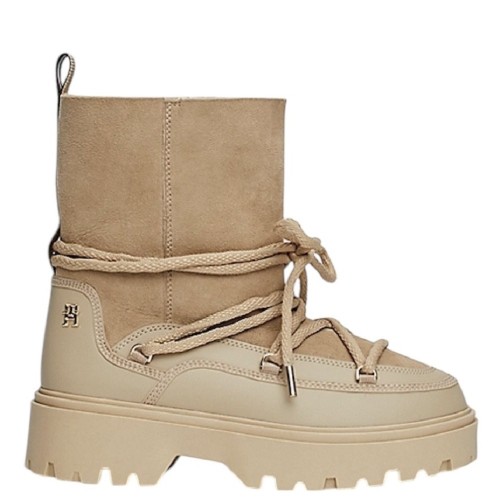 Γυναικείες Μπότες Χιονιού Μπεζ Δέρμα FW0FW08085-AEG Tommy Hilfiger