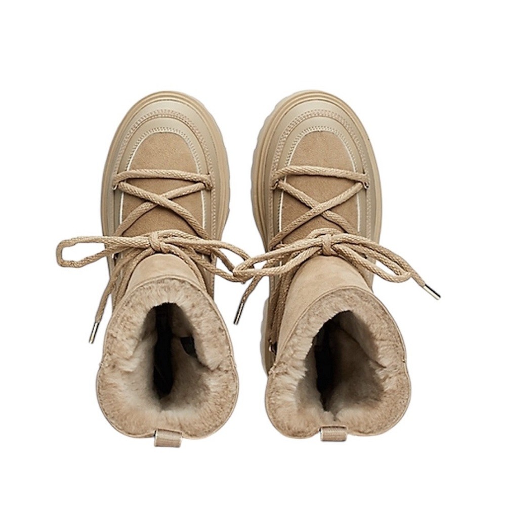 TOMMY HILFIGER</br>Γυναικείες Μπότες Χιονιού Μπεζ Δέρμα FW0FW08085-AEG Tommy Hilfiger