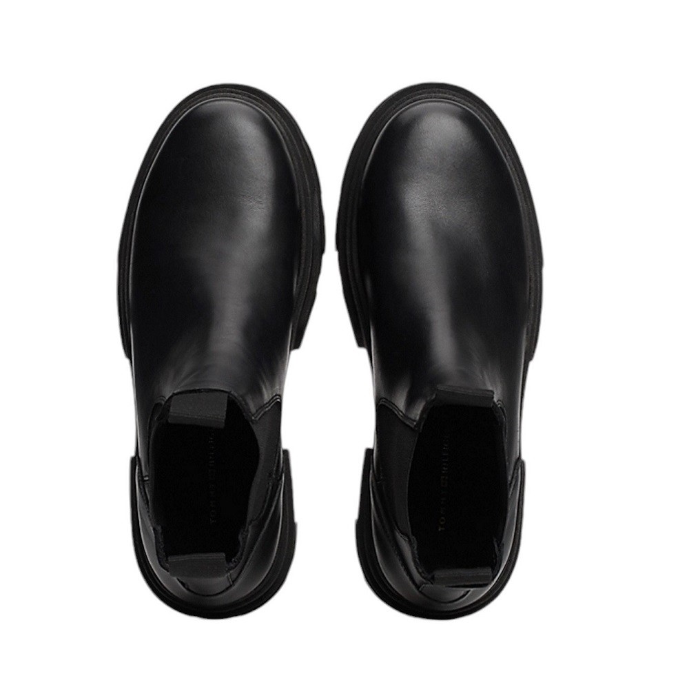 TOMMY HILFIGER</br>Γυναικεία Μποτάκια Chelsea Μαύρο Δέρμα FW0FW08089-BDS Tommy Hilfiger