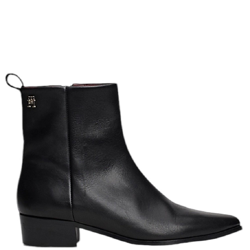 TOMMY HILFIGER</br>Γυναικεία Μποτάκια Μαύρο Δέρμα FW0FW08103-BDS Tommy Hilfiger