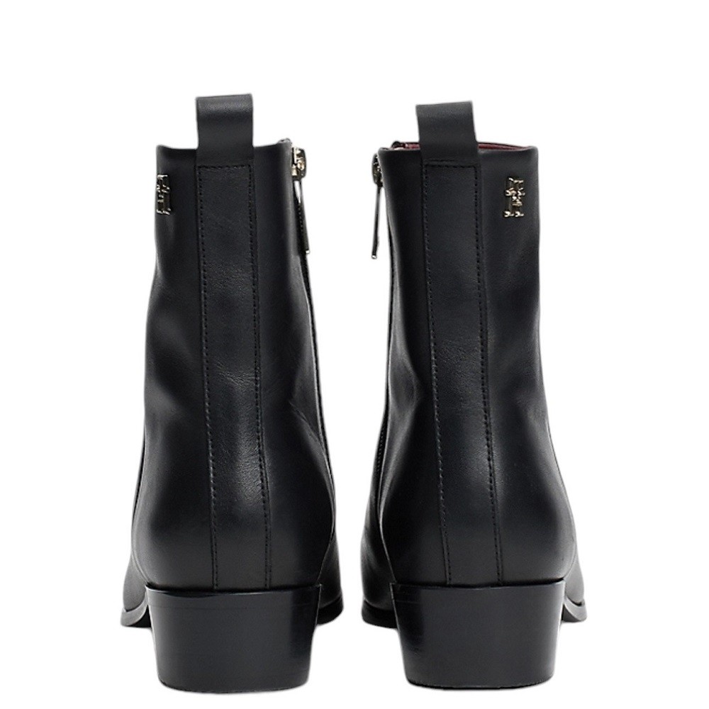 TOMMY HILFIGER</br>Γυναικεία Μποτάκια Μαύρο Δέρμα FW0FW08103-BDS Tommy Hilfiger