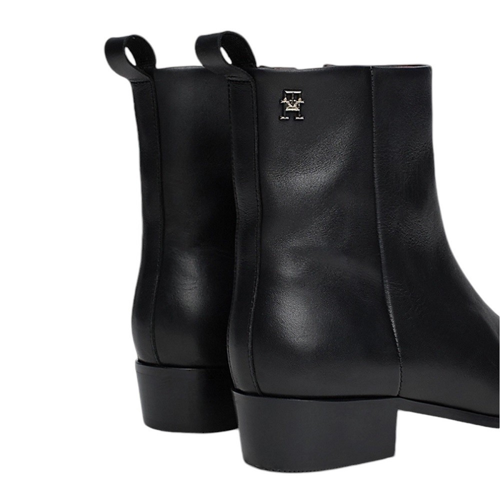 TOMMY HILFIGER</br>Γυναικεία Μποτάκια Μαύρο Δέρμα FW0FW08103-BDS Tommy Hilfiger