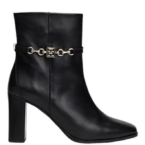 Γυναικεία Μποτάκια Μαύρο Δέρμα FW0FW08241-BDS Tommy Hilfiger