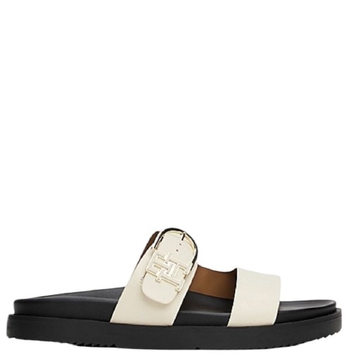 Tommy Hilfiger FW0FW08512-ACJ Γυναικεία Σανδάλια Εκρού Δέρμα