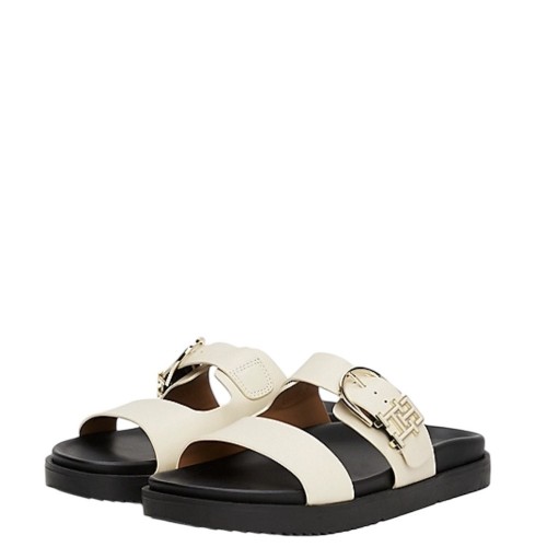 Tommy Hilfiger FW0FW08512-ACJ Γυναικεία Σανδάλια Εκρού Δέρμα