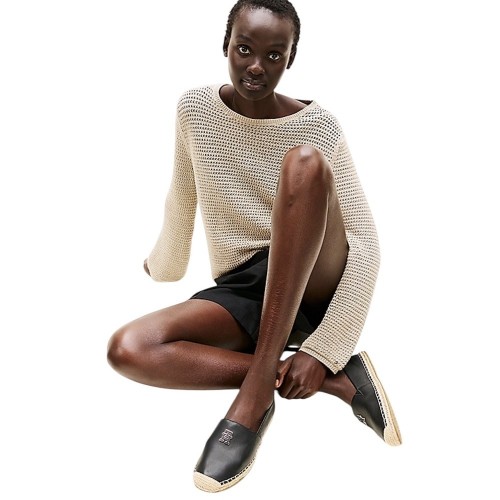 Tommy Hilfiger FW0FW08540-BDS Γυναικείες Εσπαντρίγιες Μαύρο Δέρμα