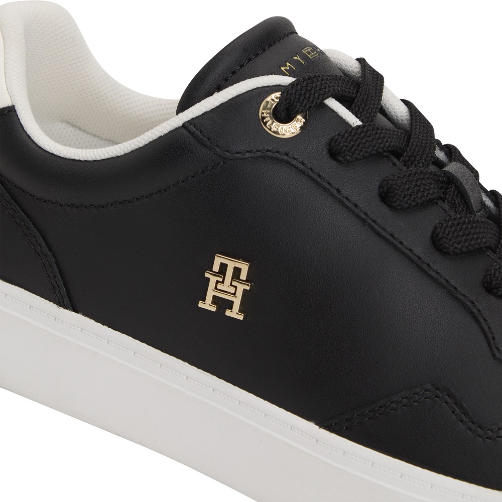 TOMMY HILFIGER</br>Tommy Hilfiger FW0FW08680-BDS Γυναικεία Sneakers Μαύρο Δέρμα Essential Elevated Court TOMMY HILFIGER</br>Tommy Hilfiger FW0FW08680-BDS Γυναικεία Sneakers Μαύρο Δέρμα Essential Elevated Court