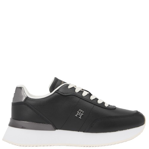 Tommy Hilfiger FW0FW08695-BDS Γυναικεία Sneakers Μαύρο Δέρμα Chic Fashion Runner Tommy Hilfiger FW0FW08695-BDS Γυναικεία Sneakers Μαύρο Δέρμα Chic Fashion Runner