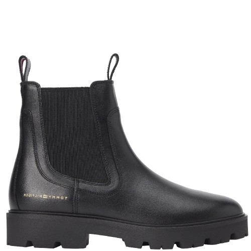 Tommy Hilfiger FW0FW08775-BDS Γυναικεία Μποτάκια Μαύρο Leather Low Chelsea