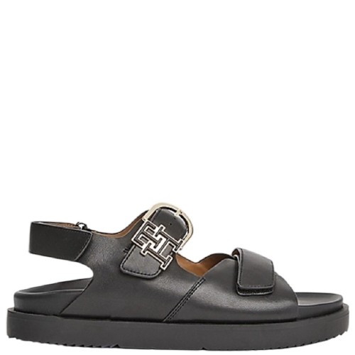 Tommy Hilfiger FW0FW08799-BDS Γυναικεία Σανδάλια Μαύρο Δέρμα