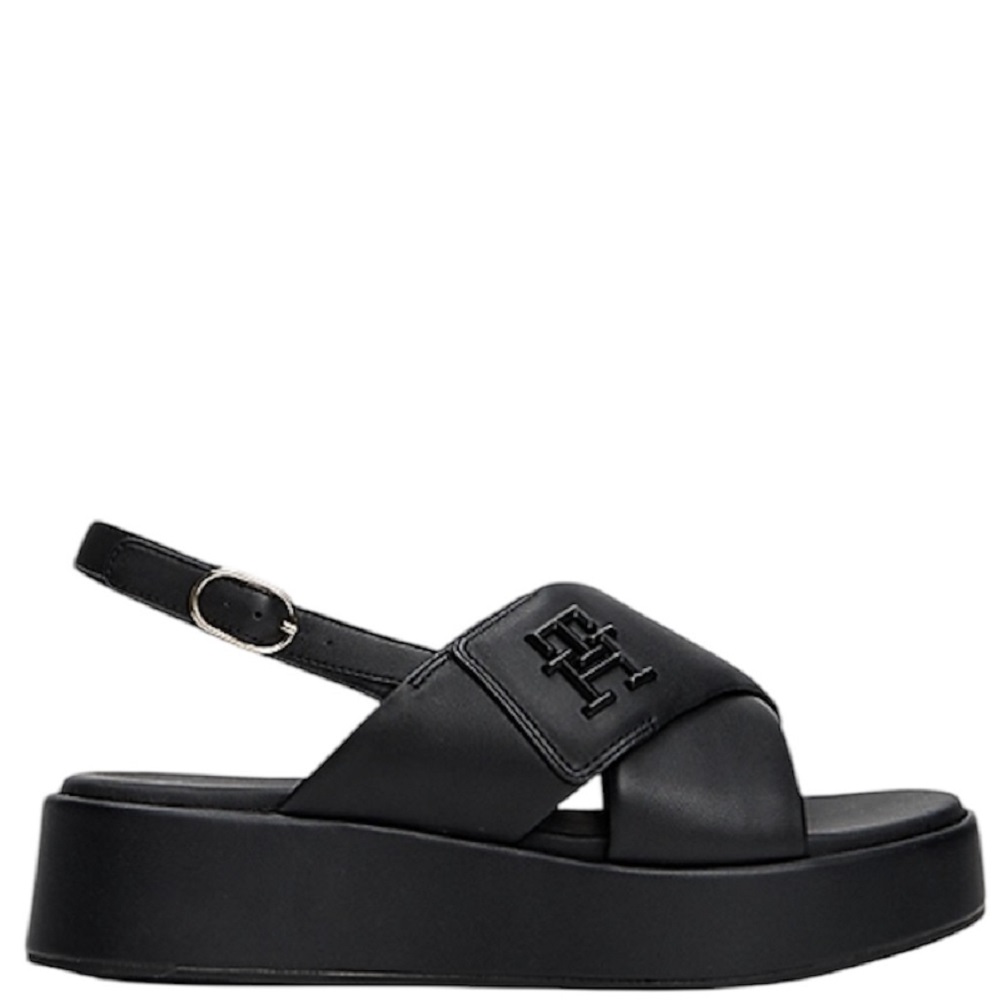 TOMMY HILFIGER</br>Γυναικεία Flatform Σανδάλια Μαύρο Δέρμα FW0FW08808-BDS Tommy Hilfiger TOMMY HILFIGER</br>Γυναικεία Flatform Σανδάλια Μαύρο Δέρμα FW0FW08808-BDS Tommy Hilfiger