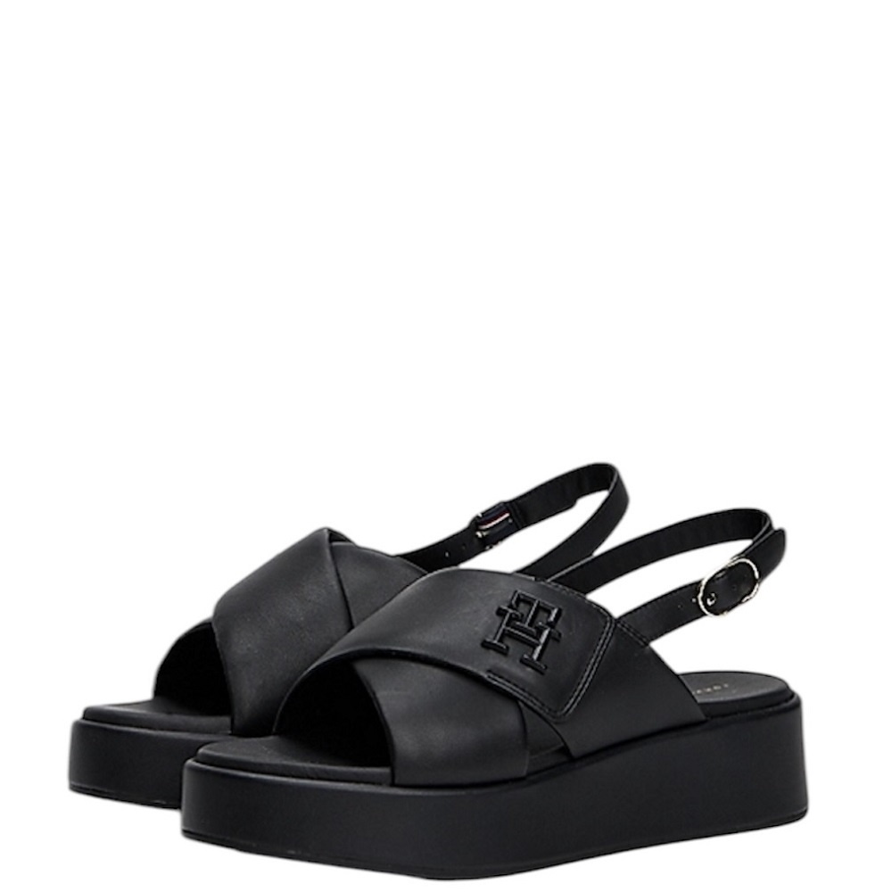 TOMMY HILFIGER</br>Γυναικεία Flatform Σανδάλια Μαύρο Δέρμα FW0FW08808-BDS Tommy Hilfiger TOMMY HILFIGER</br>Γυναικεία Flatform Σανδάλια Μαύρο Δέρμα FW0FW08808-BDS Tommy Hilfiger