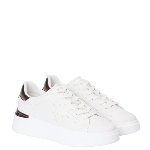 Tommy Hilfiger FW0FW08817-YBH Γυναικεία Sneakers Λευκό Δέρμα Chic Platform Gold Tommy Hilfiger FW0FW08817-YBH Γυναικεία Sneakers Λευκό Δέρμα Chic Platform Gold