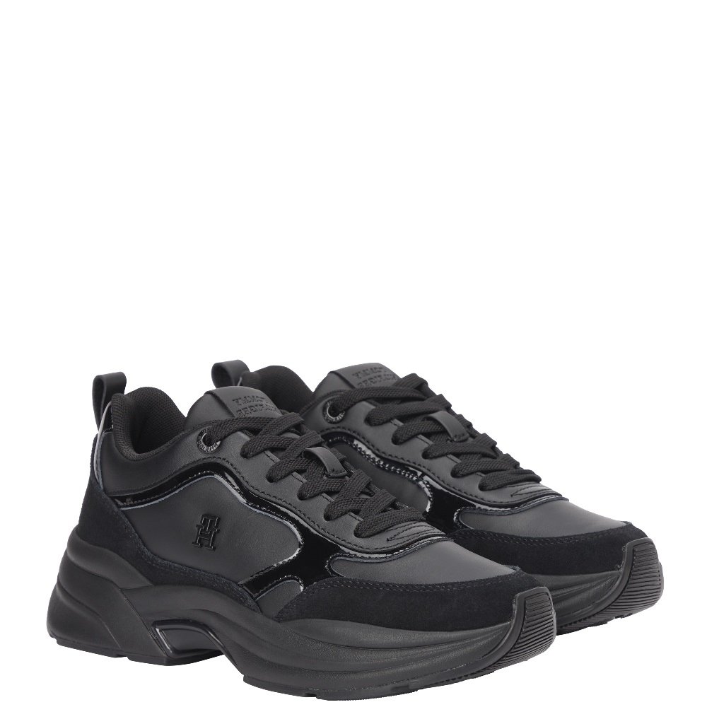TOMMY HILFIGER</br>Tommy Hilfiger FW0FW08840-BDS Γυναικεία Sneakers Μαύρο Δέρμα Th Chunky Runner Patent TOMMY HILFIGER</br>Tommy Hilfiger FW0FW08840-BDS Γυναικεία Sneakers Μαύρο Δέρμα Th Chunky Runner Patent