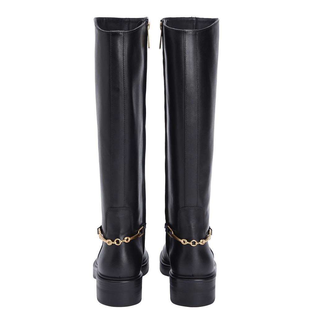 TOMMY HILFIGER</br>Tommy Hilfiger FW0FW08863-BDS Γυναικείες Μπότες Μαύρο Δέρμα Th Horsebit Long TOMMY HILFIGER</br>Tommy Hilfiger FW0FW08863-BDS Γυναικείες Μπότες Μαύρο Δέρμα Th Horsebit Long
