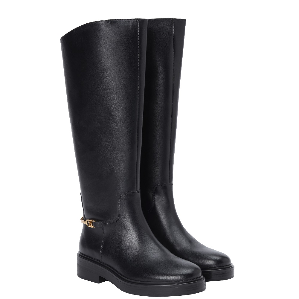 TOMMY HILFIGER</br>Tommy Hilfiger FW0FW08863-BDS Γυναικείες Μπότες Μαύρο Δέρμα Th Horsebit Long TOMMY HILFIGER</br>Tommy Hilfiger FW0FW08863-BDS Γυναικείες Μπότες Μαύρο Δέρμα Th Horsebit Long