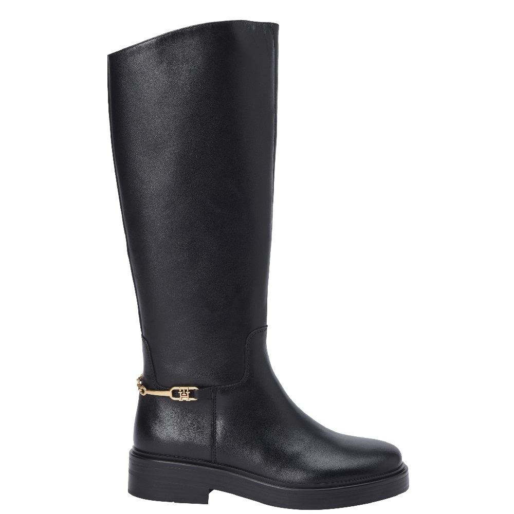 TOMMY HILFIGER</br>Tommy Hilfiger FW0FW08863-BDS Γυναικείες Μπότες Μαύρο Δέρμα Th Horsebit Long TOMMY HILFIGER</br>Tommy Hilfiger FW0FW08863-BDS Γυναικείες Μπότες Μαύρο Δέρμα Th Horsebit Long