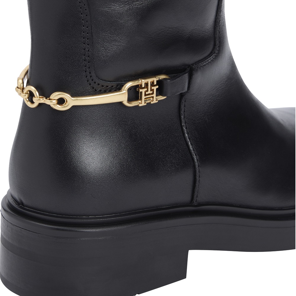 TOMMY HILFIGER</br>Tommy Hilfiger FW0FW08863-BDS Γυναικείες Μπότες Μαύρο Δέρμα Th Horsebit Long TOMMY HILFIGER</br>Tommy Hilfiger FW0FW08863-BDS Γυναικείες Μπότες Μαύρο Δέρμα Th Horsebit Long