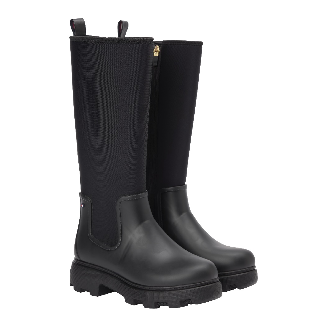 TOMMY HILFIGER</br>Tommy Hilfiger FW0FW08973-BDS Γυναικείες Γαλότσες Μαύρο Flag Long Rainboot Warm TOMMY HILFIGER</br>Tommy Hilfiger FW0FW08973-BDS Γυναικείες Γαλότσες Μαύρο Flag Long Rainboot Warm
