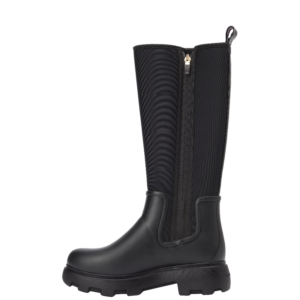 TOMMY HILFIGER</br>Tommy Hilfiger FW0FW08973-BDS Γυναικείες Γαλότσες Μαύρο Flag Long Rainboot Warm TOMMY HILFIGER</br>Tommy Hilfiger FW0FW08973-BDS Γυναικείες Γαλότσες Μαύρο Flag Long Rainboot Warm