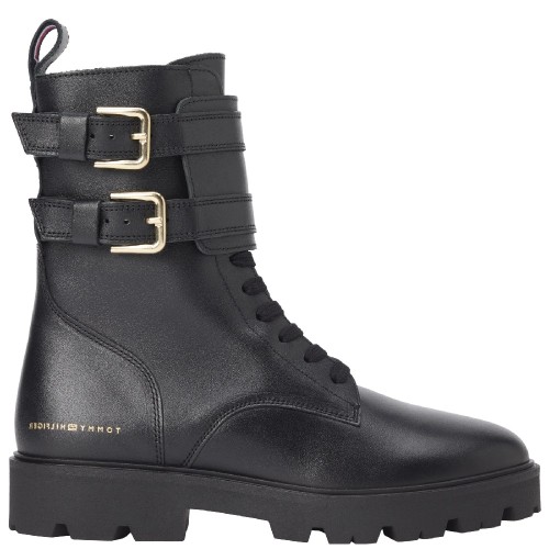 Tommy Hilfiger FW0FW08986-BDS Γυναικεία Μποτάκια Μαύρο Δέρμα Biker Lace Up Tommy Hilfiger FW0FW08986-BDS Γυναικεία Μποτάκια Μαύρο Δέρμα Biker Lace Up