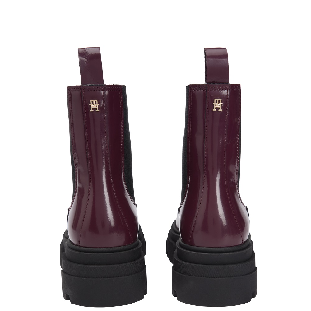 TOMMY HILFIGER</br>Tommy Hlfiger FW0FW09042-H04 Γυναικεία Μποτάκια Μπορντό Δέρμα Th Shiny Leather Chelsea TOMMY HILFIGER</br>Tommy Hlfiger FW0FW09042-H04 Γυναικεία Μποτάκια Μπορντό Δέρμα Th Shiny Leather Chelsea