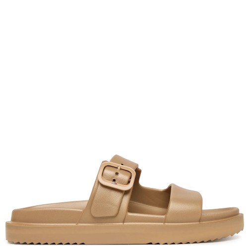 Tommy Hilfiger FW0FW09114-0HT Γυναικεία Σανδάλια Th Double Strap Sandal Pearlized Μπεζ  