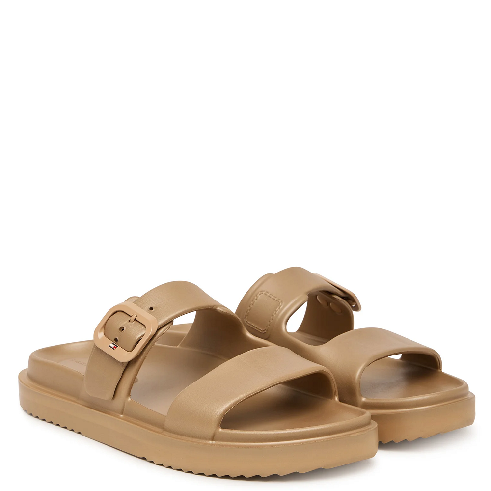 TOMMY HILFIGER</br>Tommy Hilfiger FW0FW09114-0HT Γυναικεία Σανδάλια Th Double Strap Sandal Pearlized Μπεζ  