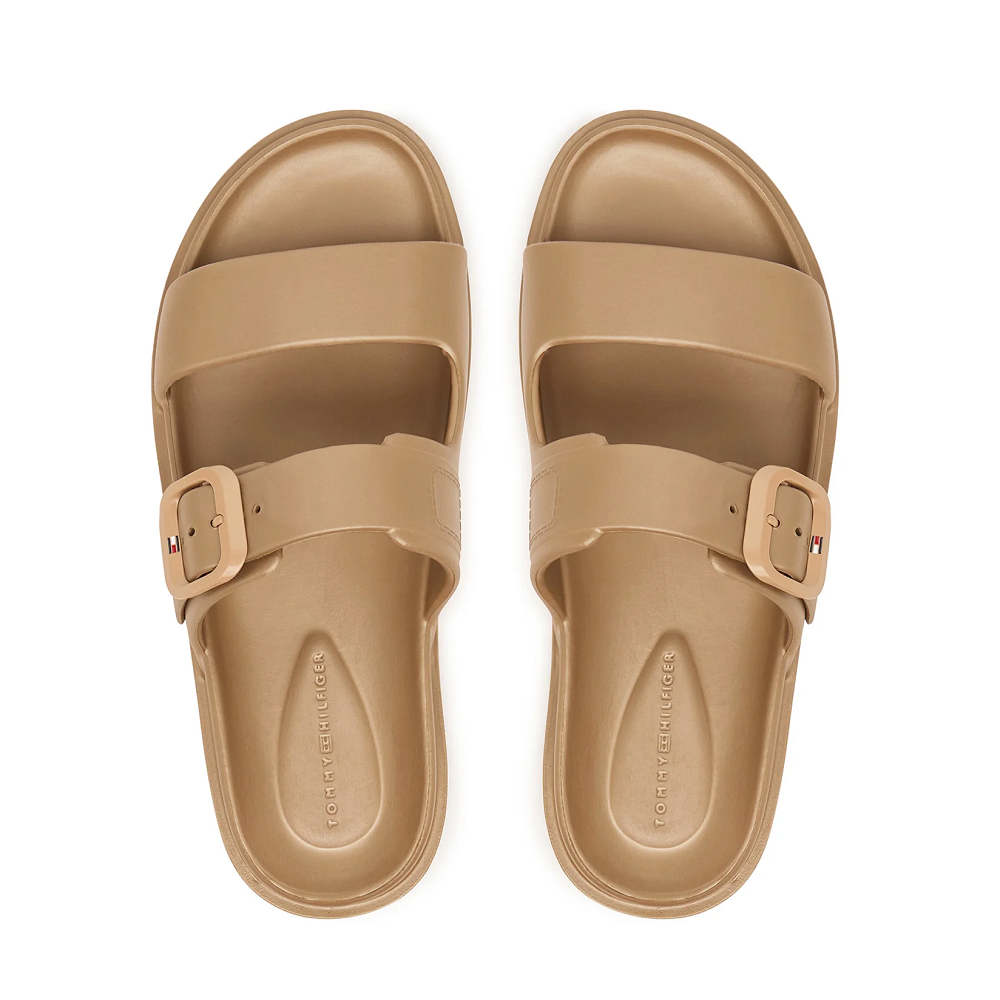 TOMMY HILFIGER</br>Tommy Hilfiger FW0FW09114-0HT Γυναικεία Σανδάλια Th Double Strap Sandal Pearlized Μπεζ  