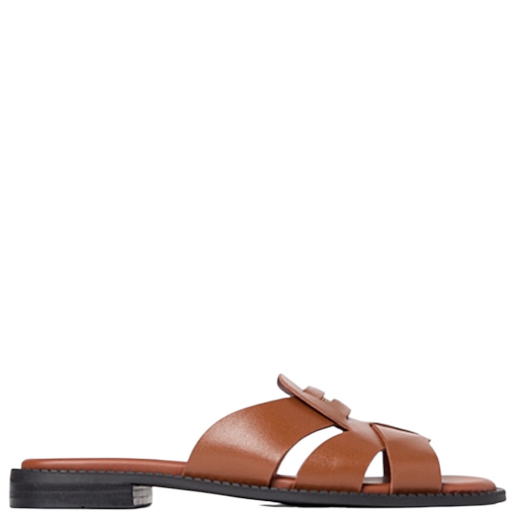 TOMMY HILFIGER</br>Tommy Hilfiger FW0FW09126-GP4 Γυναικεία Mules Coin Leather Sandal Ταμπά Δέρμα