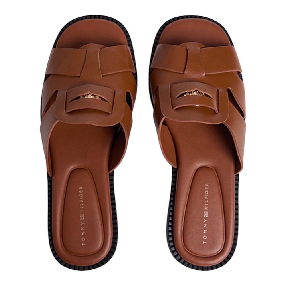 TOMMY HILFIGER</br>Tommy Hilfiger FW0FW09126-GP4 Γυναικεία Mules Coin Leather Sandal Ταμπά Δέρμα