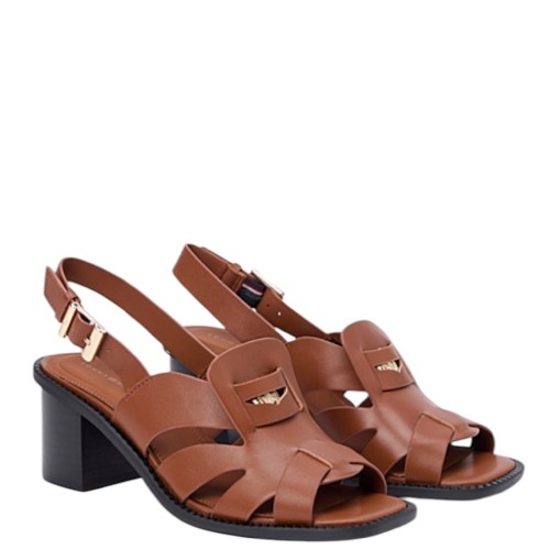 Tommy Hilfiger FW0FW09135-GP4 Γυναικεία Πέδιλα Cross Blocked Heel Sandal Ταμπά Δέρμα Tommy Hilfiger FW0FW09135-GP4 Γυναικεία Πέδιλα Cross Blocked Heel Sandal Ταμπά Δέρμα
