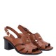 TOMMY HILFIGER</br>Tommy Hilfiger FW0FW09135-GP4 Γυναικεία Πέδιλα Cross Blocked Heel Sandal Ταμπά Δέρμα