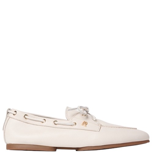 Tommy Hilfiger FW0FW09148-AEO Γυναικεία Boat Shoes Εκρού Δέρμα