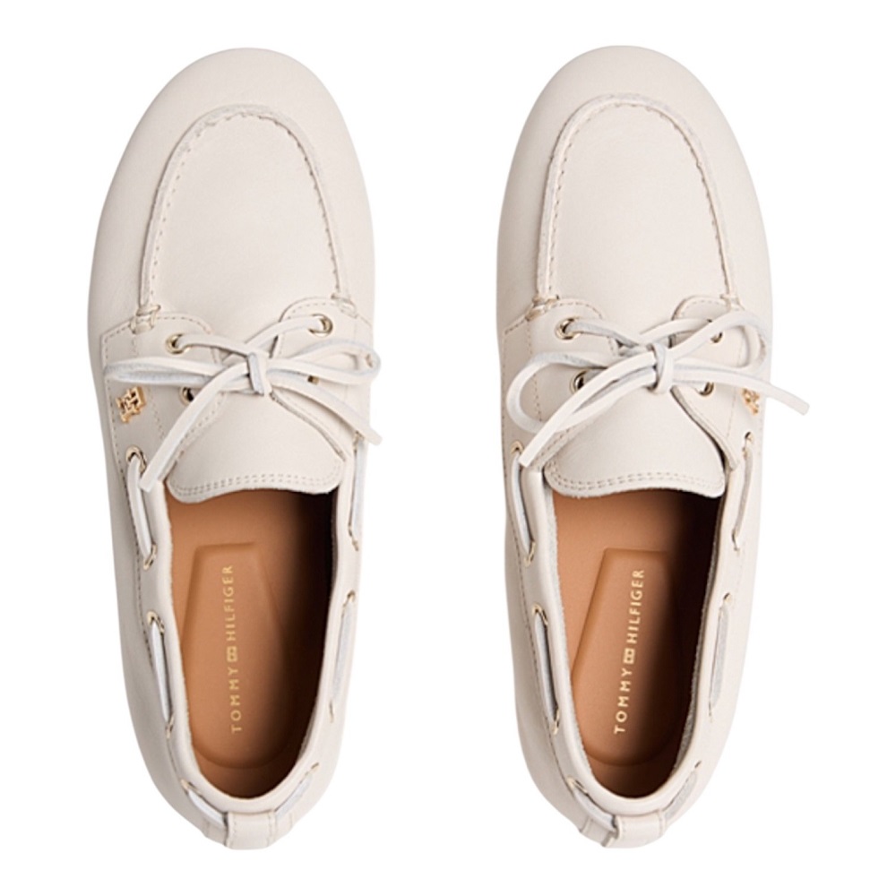 TOMMY HILFIGER</br>Tommy Hilfiger FW0FW09148-AEO Γυναικεία Boat Shoes Εκρού Δέρμα