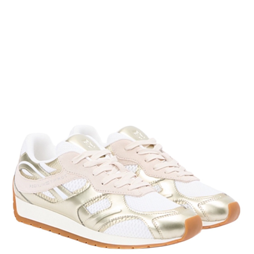 TOMMY HILFIGER</br>Tommy Hilfiger FW0FW09191-0HS Γυναικεία Sneakers Th Chic Metallic Retro Runner Λευκό/Χρυσό Δέρμα