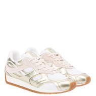Tommy Hilfiger FW0FW09191-0HS Γυναικεία Sneakers Th Chic Metallic Retro Runner Λευκό/Χρυσό Δέρμα