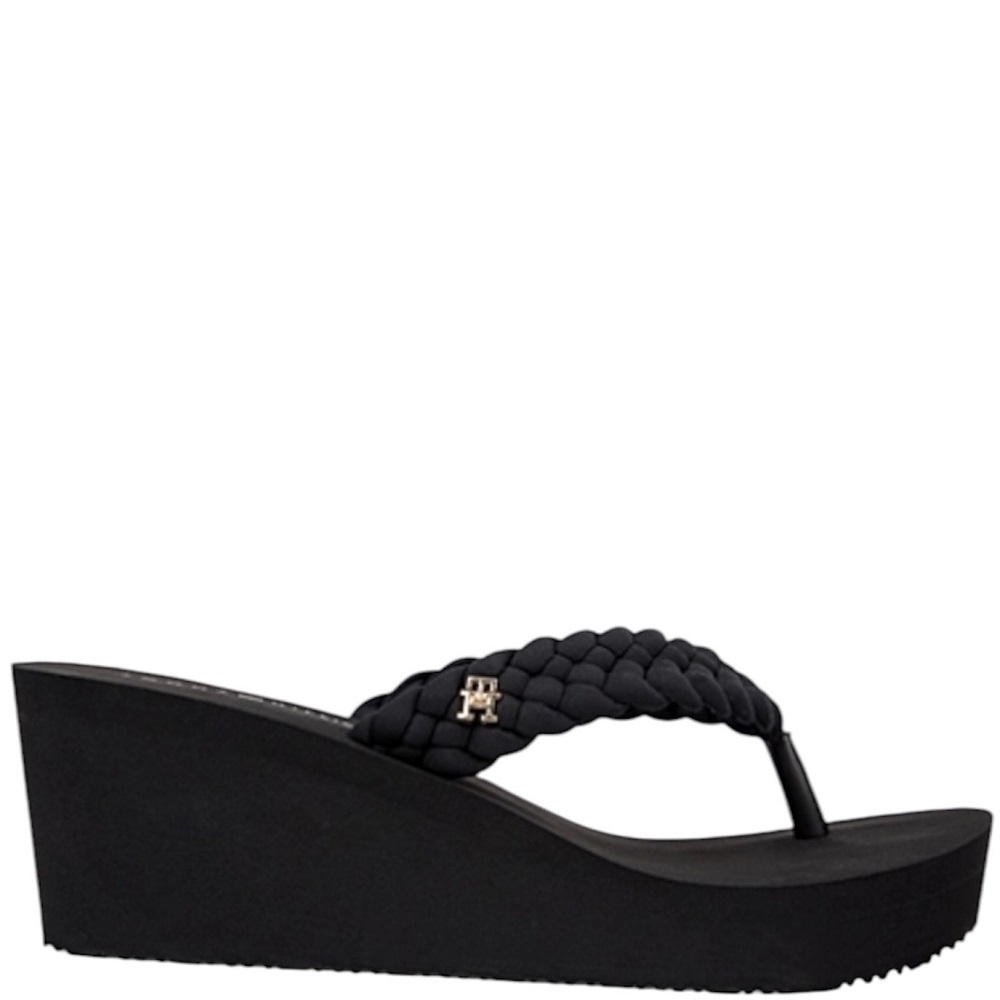 TOMMY HILFIGER</br>Tommy Hilfiger FW0FW09198-BDS Γυναικείες Σαγιονάρες Μαύρο Th Wedge Braided Summer Sandal TOMMY HILFIGER</br>Tommy Hilfiger FW0FW09198-BDS Γυναικείες Σαγιονάρες Μαύρο Th Wedge Braided Summer Sandal