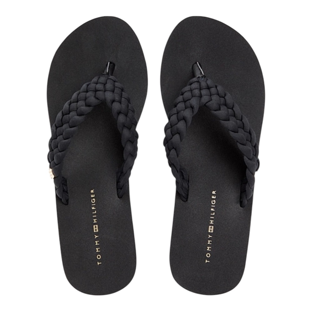 TOMMY HILFIGER</br>Tommy Hilfiger FW0FW09198-BDS Γυναικείες Σαγιονάρες Μαύρο Th Wedge Braided Summer Sandal TOMMY HILFIGER</br>Tommy Hilfiger FW0FW09198-BDS Γυναικείες Σαγιονάρες Μαύρο Th Wedge Braided Summer Sandal