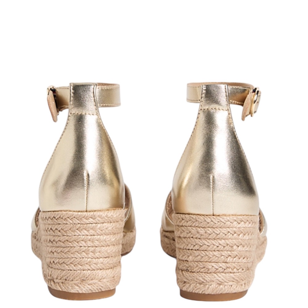 TOMMY HILFIGER</br>Tommy Hilfiger FW0FW09333-0HS Γυναικείες Πλατφόρμες Mid Wedge Espad X Cross Χρυσό Δέρμα