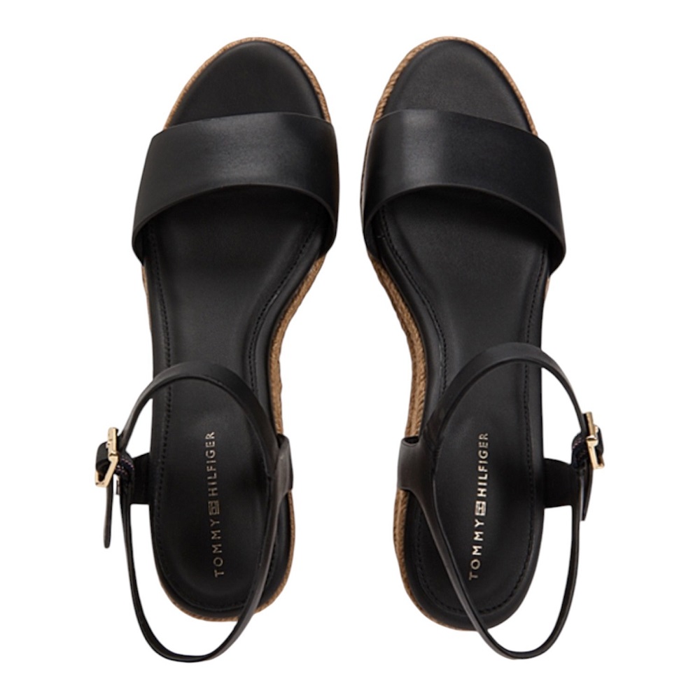 TOMMY HILFIGER</br>Tommy Hilfiger FW0FW09340-BDS Γυναικείες Πλατφόρμες Mid Wedge Espad Μαύρο Δέρμα