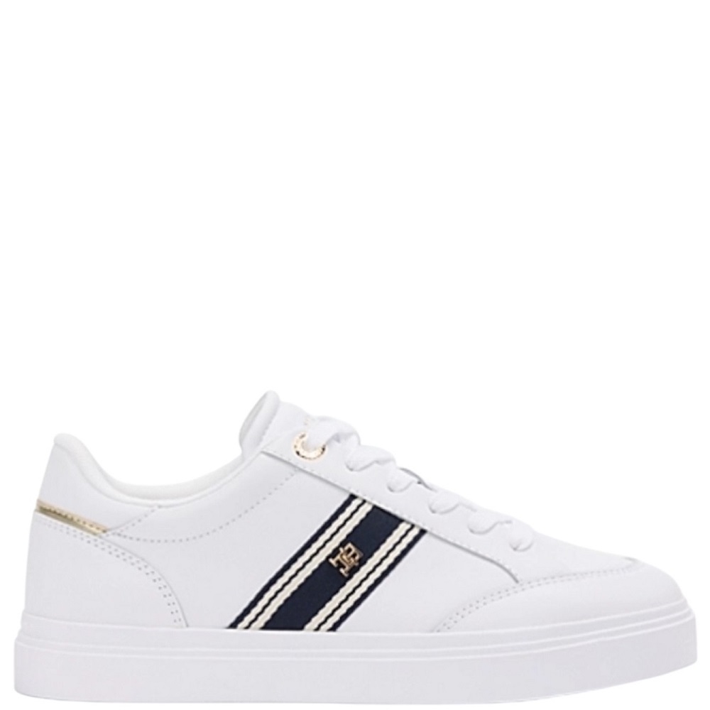 TOMMY HILFIGER</br>Tommy Hilfiger FW0FW09354-YBS Γυναικεία Sneakers Th Chic Cupsole Webbing Λευκό Δέρμα TOMMY HILFIGER</br>Tommy Hilfiger FW0FW09354-YBS Γυναικεία Sneakers Th Chic Cupsole Webbing Λευκό Δέρμα