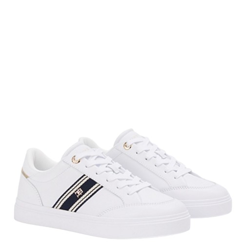 Tommy Hilfiger FW0FW09354-YBS Γυναικεία Sneakers Th Chic Cupsole Webbing Λευκό Δέρμα