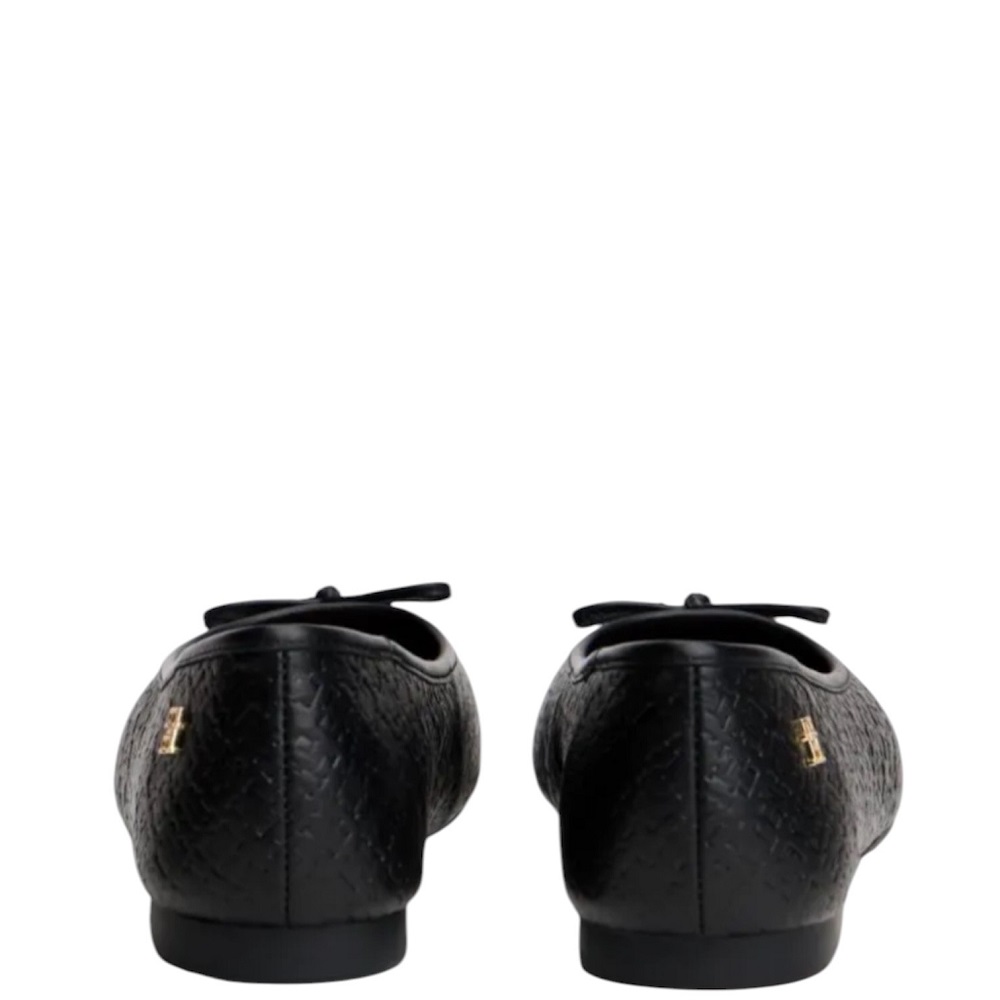 TOMMY HILFIGER</br>Tommy Hilfiger FW0FW09468-BDS Γυναικείες Μπαλαρίνες Th Monogram Μαύρο Δέρμα