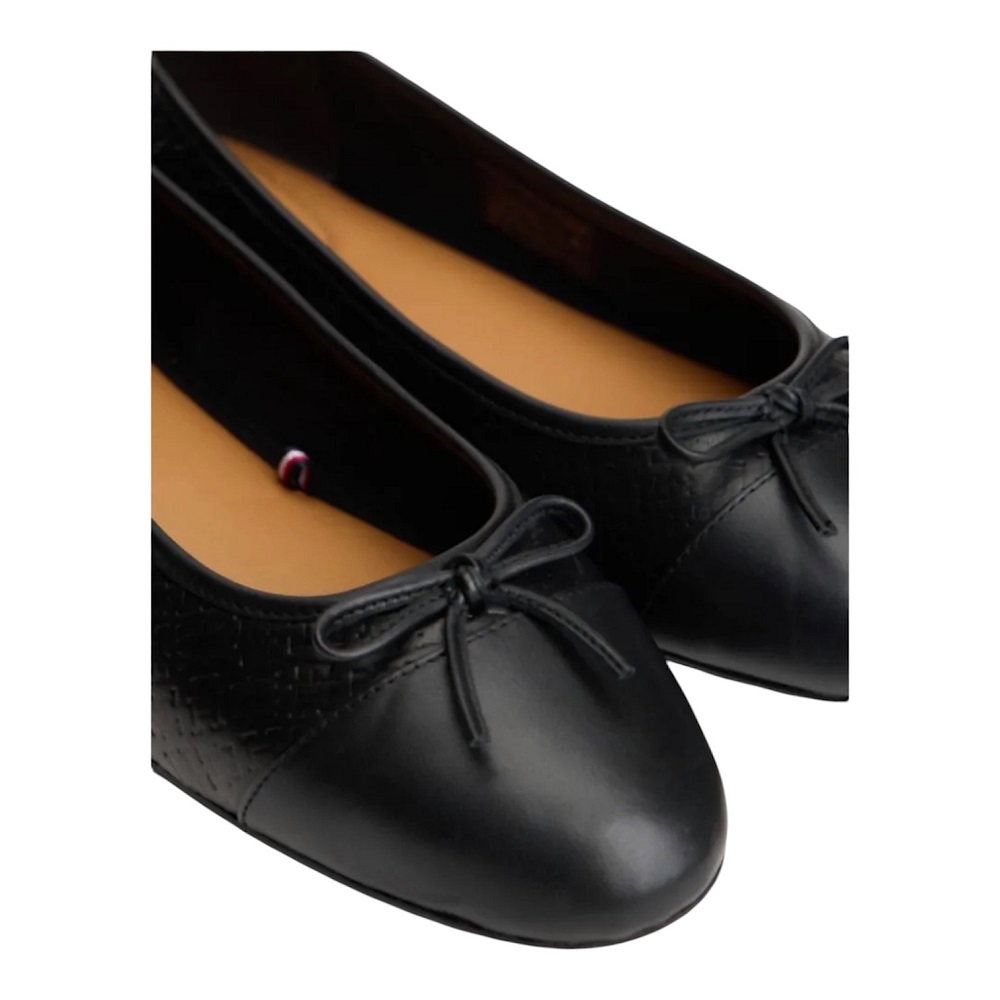 TOMMY HILFIGER</br>Tommy Hilfiger FW0FW09468-BDS Γυναικείες Μπαλαρίνες Th Monogram Μαύρο Δέρμα