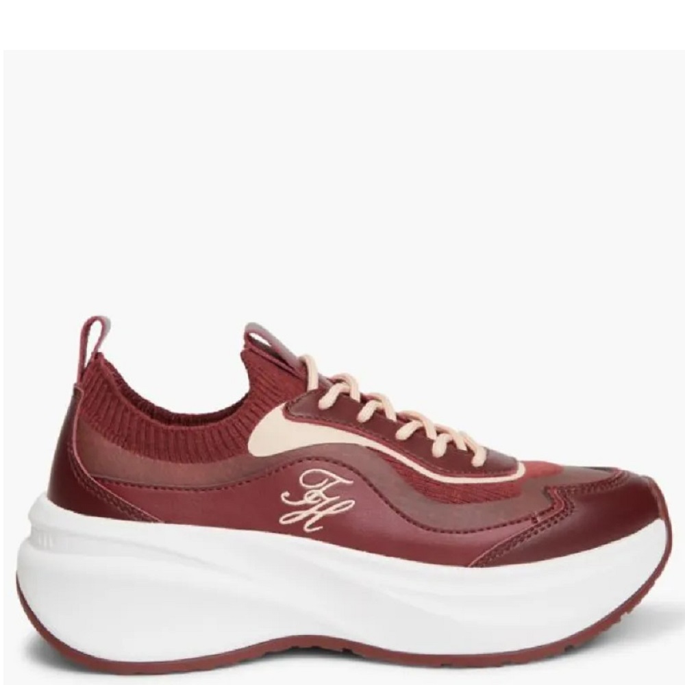 TOMMY HILFIGER</br>Tommy Hilfiger Knit Mixed Texture Sneakers FW0FW09484-XUT Γυναικεία Sneakers Μπορντό TOMMY HILFIGER</br>Tommy Hilfiger Knit Mixed Texture Sneakers FW0FW09484-XUT Γυναικεία Sneakers Μπορντό