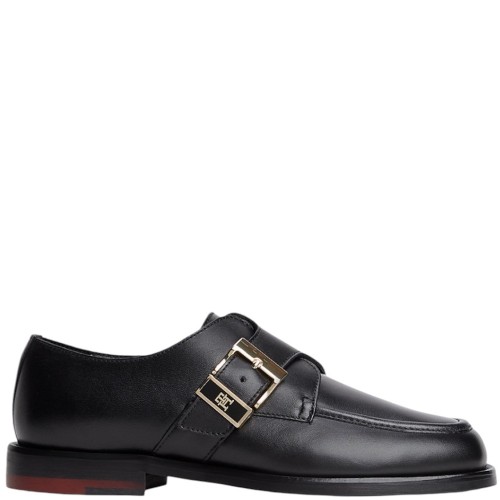 Tommy Hilfiger New York Label Leather Buckle Moc Toe Loafers FW0FW09536-BDS Γυναικεία Μοκασίνια Μαύρο Δέρμα