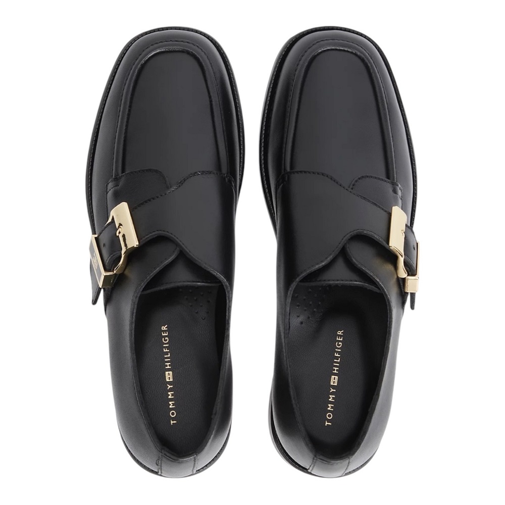 TOMMY HILFIGER</br>Tommy Hilfiger New York Label Leather Buckle Moc Toe Loafers FW0FW09536-BDS Γυναικεία Μοκασίνια Μαύρο Δέρμα TOMMY HILFIGER</br>Tommy Hilfiger New York Label Leather Buckle Moc Toe Loafers FW0FW09536-BDS Γυναικεία Μοκασίνια Μαύρο Δέρμα