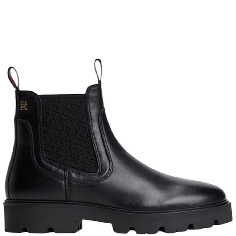 TOMMY HILFIGER</br>Tommy Hilfiger Leather Th Monogram Panel Chelsea Boots FW0FW09562-BDS Γυναικεία Μποτάκια Μαύρο Δέρμα TOMMY HILFIGER</br>Tommy Hilfiger Leather Th Monogram Panel Chelsea Boots FW0FW09562-BDS Γυναικεία Μποτάκια Μαύρο Δέρμα