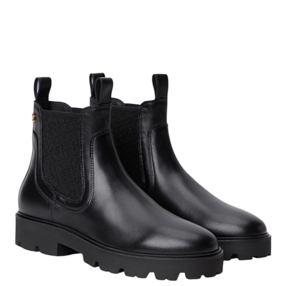 TOMMY HILFIGER</br>Tommy Hilfiger Leather Th Monogram Panel Chelsea Boots FW0FW09562-BDS Γυναικεία Μποτάκια Μαύρο Δέρμα TOMMY HILFIGER</br>Tommy Hilfiger Leather Th Monogram Panel Chelsea Boots FW0FW09562-BDS Γυναικεία Μποτάκια Μαύρο Δέρμα